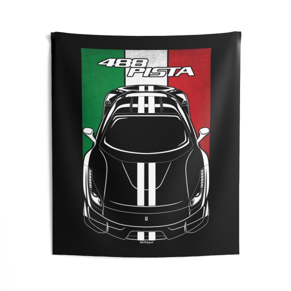 Ferrari 488 Pista Tapestry - Italy Flag Wall Art 50 x 60 inch by Auto Art Apparel