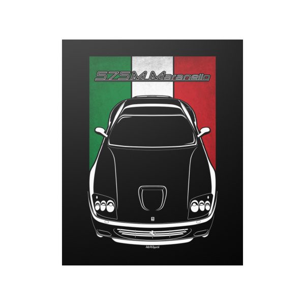 Ferrari 575M Maranello Poster - Italy Flag Print 16 x 20 inch by Auto Art Apparel