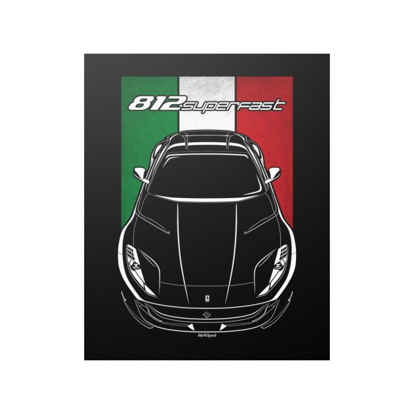 Ferrari 812 Superfast Poster - Italy Flag Print 16 x 20 inch by Auto Art Apparel