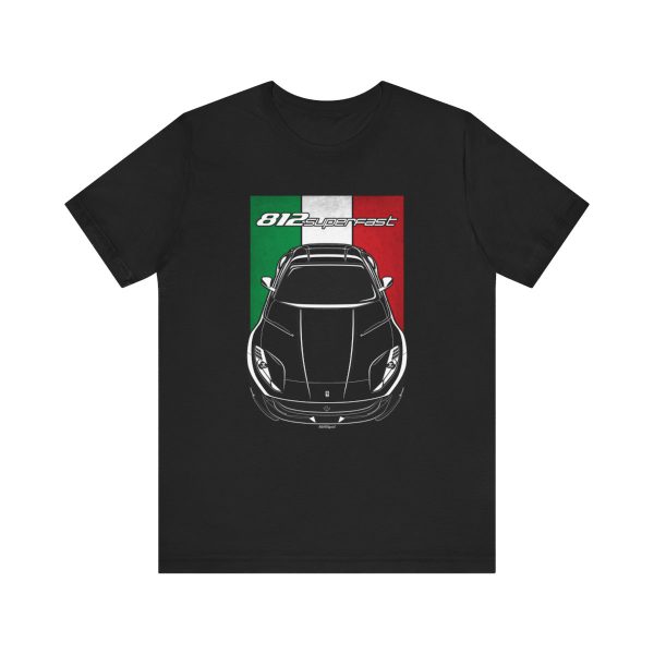 Ferrari 812 Superfast T-shirt - Italy Flag Shirt Black by Auto Art Apparel
