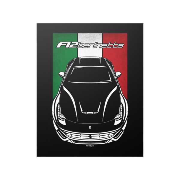 Ferrari F12 Berlinetta Poster - Italy Flag Print 16 x 20 inch by Auto Art Apparel
