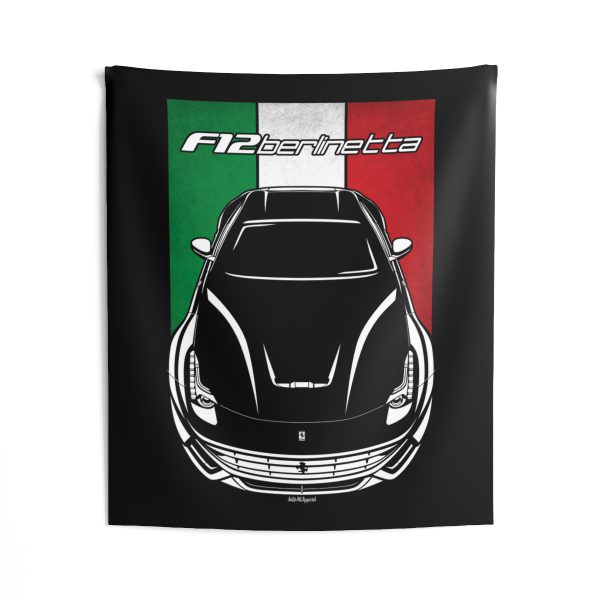 Ferrari F12 Berlinetta Tapestry - Italy Flag Wall Art 50 x 60 inch by Auto Art Apparel