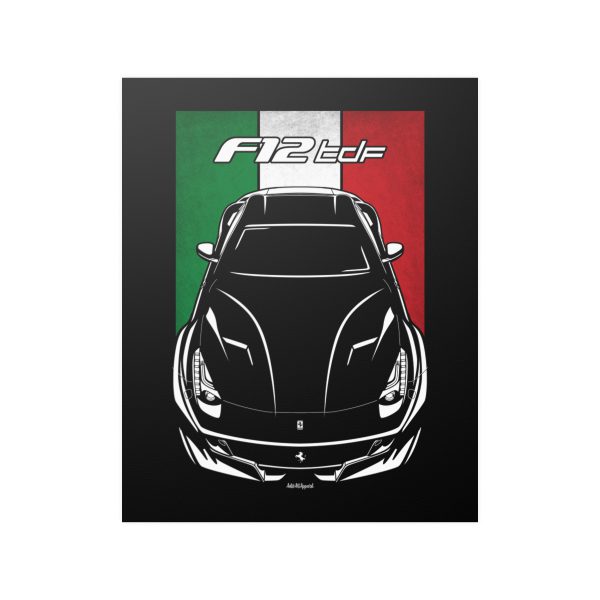 Ferrari F12 TDF Poster - Italy Flag Print 16 x 20 inch by Auto Art Apparel