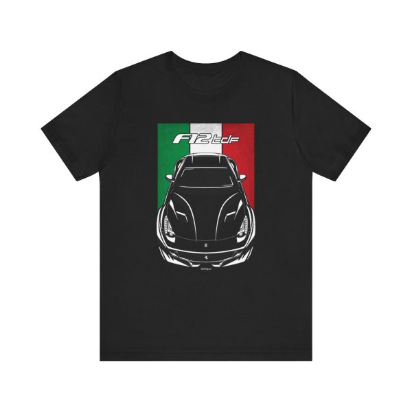 Ferrari F12 TDF T-shirt - Italy Flag Shirt Black by Auto Art Apparel