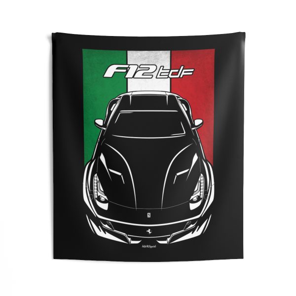 Ferrari F12 TDF Tapestry - Italy Flag Wall Art 50 x 60 inch by Auto Art Apparel