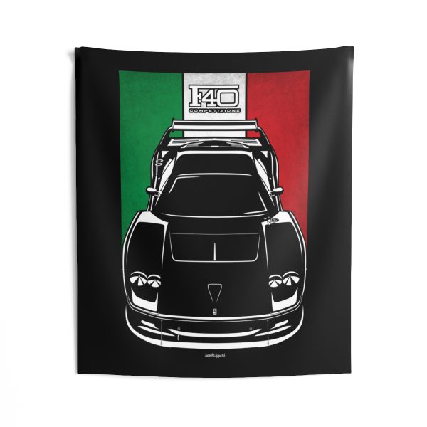 Ferrari F40 Competizione Tapestry - Italy Flag Wall Art 50 x 60 inch by Auto Art Apparel