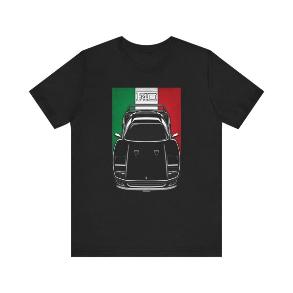 Ferrari F40 T-shirt - Italy Flag Shirt Black by Auto Art Apparel