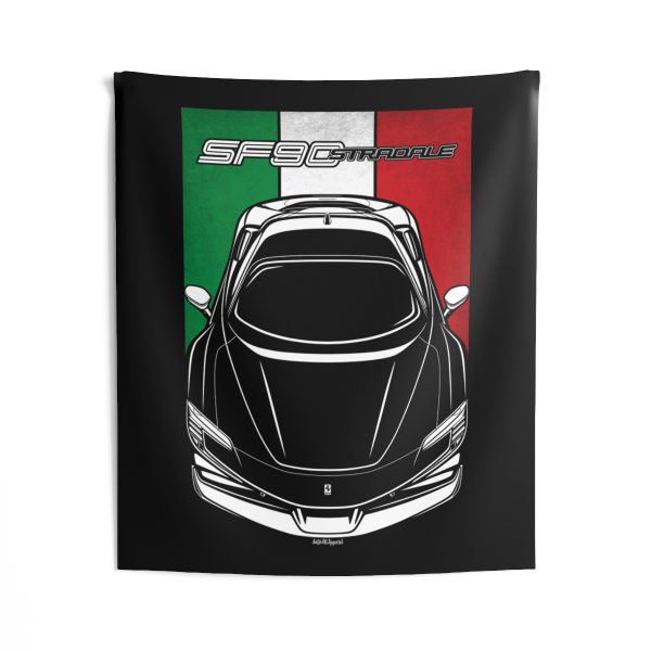 Ferrari SF90 Stradale Tapestry - Italy Flag Wall Art 50 x 60 inch by Auto Art Apparel
