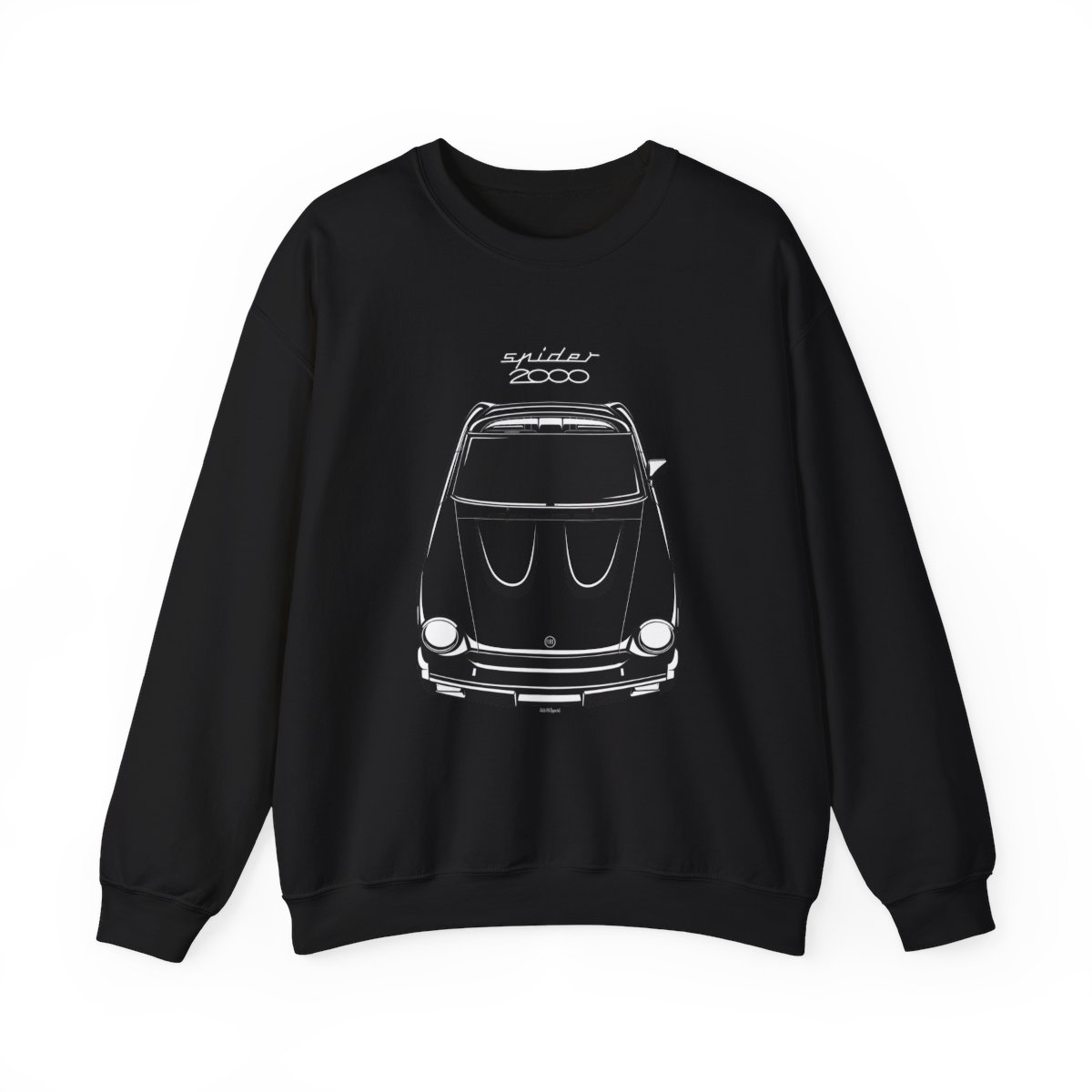 Fiat 124 Sport Spyder Crewneck Sweatshirt Black by Auto Art Apparel