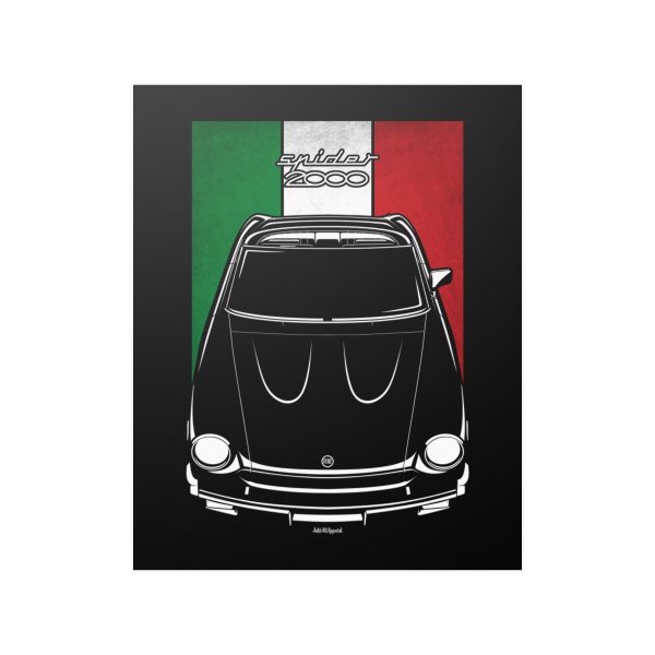Fiat 124 Sport Spyder Poster - Italy Flag Print 16 x 20 inch by Auto Art Apparel