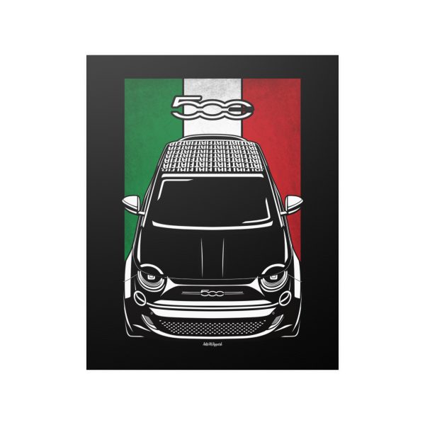 Fiat 500 la Prima Poster - Italy Flag Print 16 x 20 inch by Auto Art Apparel