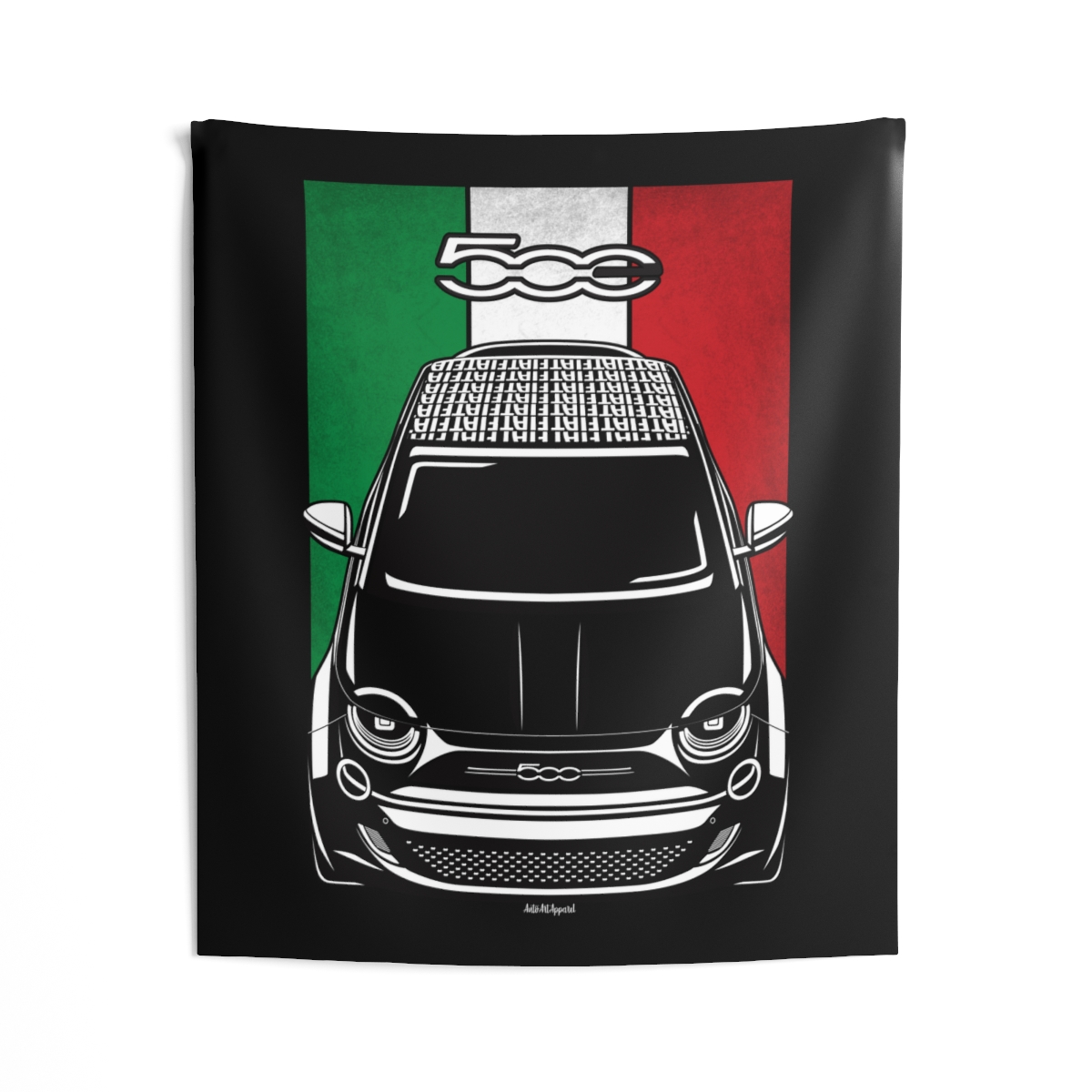 Fiat 500 la Prima Tapestry - Italy Flag Wall Art 50 x 60 inch by Auto Art Apparel
