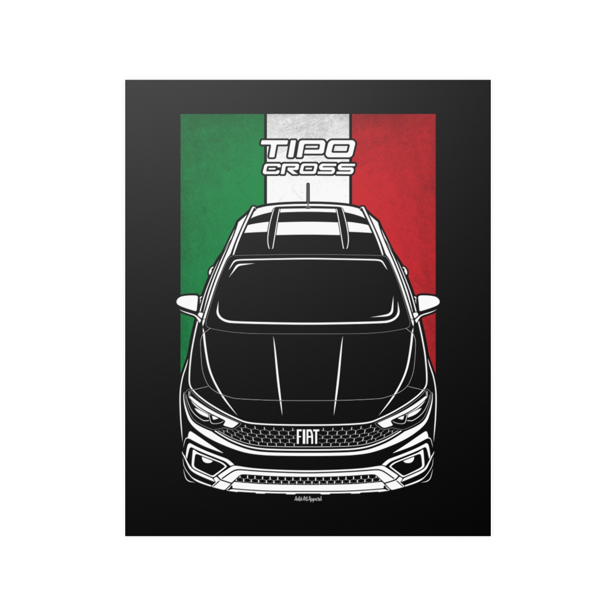 Fiat Tipo Cross 2021-2024 Poster - Italy Flag Print 16 x 20 inch by Auto Art Apparel