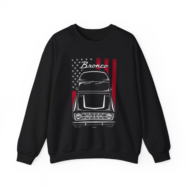 Ford Bronco 1st gen Sweatshirt - US Flag Crewneck Black by Auto Art Apparel