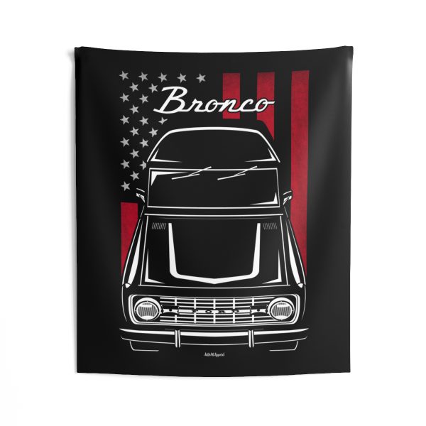 Ford Bronco 1st gen Tapestry - US Flag Wall Art 50 x 60 inch by Auto Art Apparel