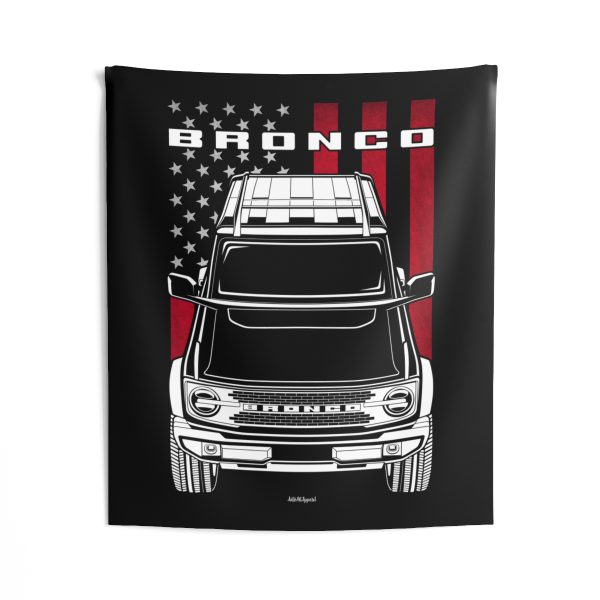 Ford Bronco 2021-2024 Tapestry - US Flag Wall Art 50 x 60 inch by Auto Art Apparel