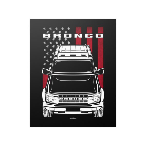 Ford Bronco Base 2021-2023 Poster - US Flag Print 16 x 20 inch by Auto Art Apparel
