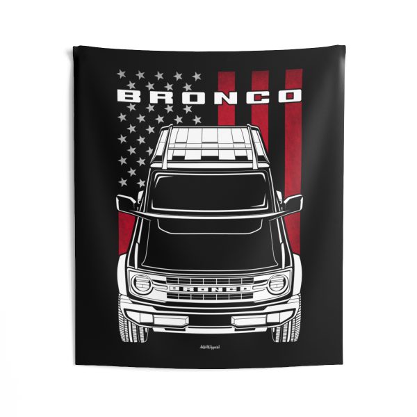 Ford Bronco Base 2021-2023 Tapestry - US Flag Wall Art 50 x 60 inch by Auto Art Apparel