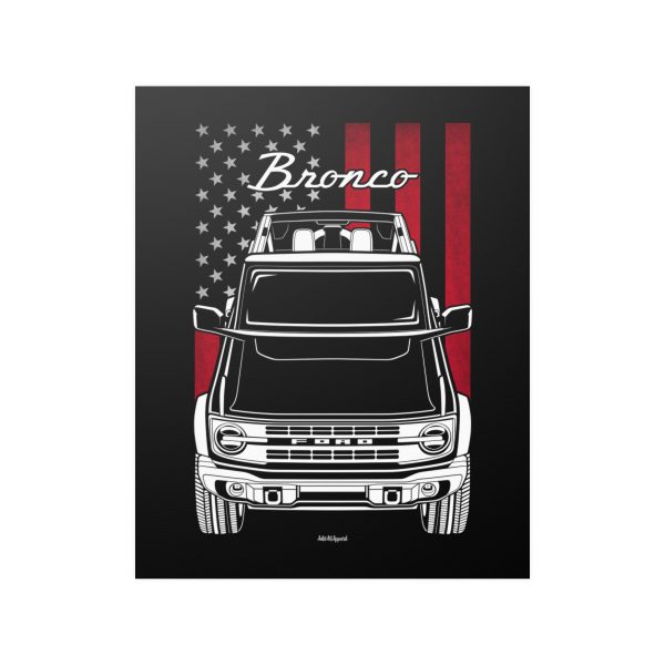 Ford Bronco Heritage Edition Poster - US Flag Print 16 x 20 inch by Auto Art Apparel