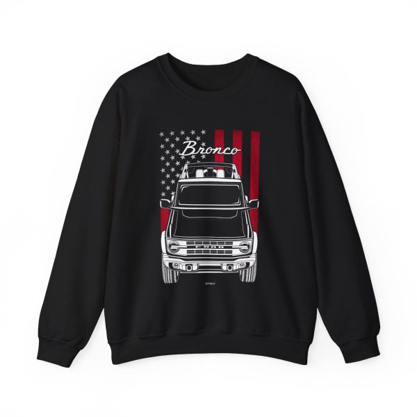 Ford Bronco Heritage Edition Sweatshirt - US Flag Crewneck Black by Auto Art Apparel