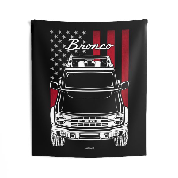 Ford Bronco Heritage Edition Tapestry - US Flag Wall Art 50 x 60 inch by Auto Art Apparel