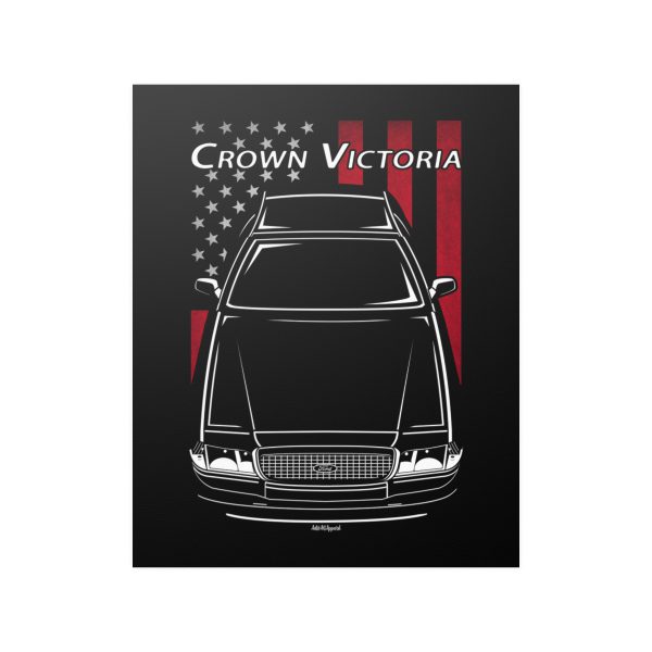 Ford Crown Victoria Police Interceptor Poster - US Flag Print 16 x 20 inch by Auto Art Apparel
