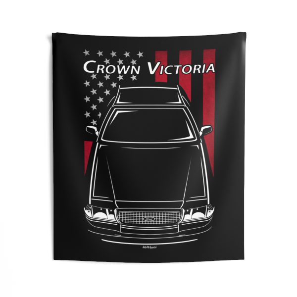 Ford Crown Victoria Police Interceptor Tapestry - US Flag Wall Art 50 x 60 inch by Auto Art Apparel