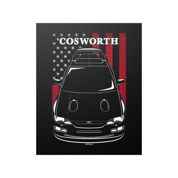 Ford Escort RS Cosworth 1992-1996 Poster - US Flag Print 16 x 20 inch by Auto Art Apparel