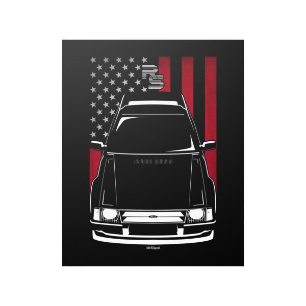 Ford Escort RS Turbo 1981-1986 Poster - US Flag Print 16 x 20 inch by Auto Art Apparel