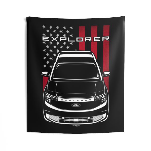 Ford Explorer EV 2024 Tapestry - US Flag Wall Art 50 x 60 inch by Auto Art Apparel