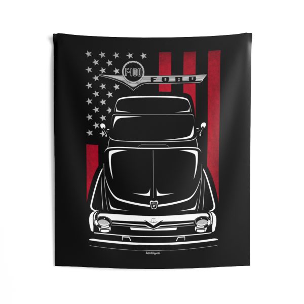 Ford F100 2nd gen Tapestry - US Flag Wall Art 50 x 60 inch by Auto Art Apparel