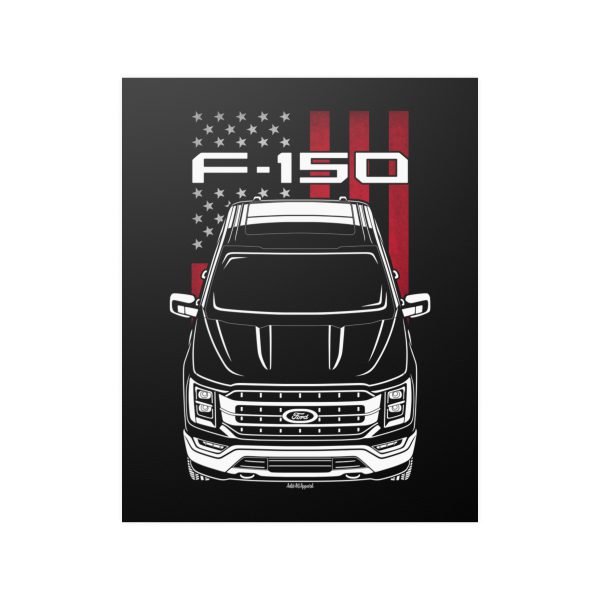 Ford F150 Lariat 2021-2023 Poster - US Flag Print 16 x 20 inch by Auto Art Apparel