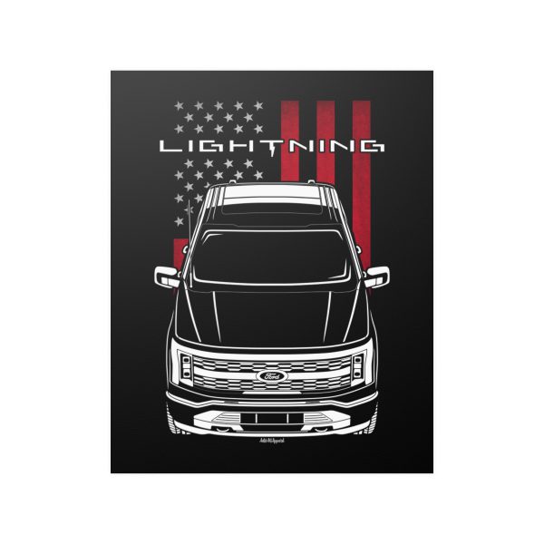 Ford F150 Lightning 2022-2024 Poster - US Flag Print 16 x 20 inch by Auto Art Apparel