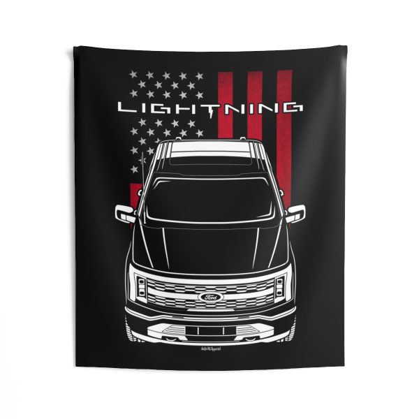 Ford F150 Lightning 2022-2024 Tapestry - US Flag Wall Art 50 x 60 inch by Auto Art Apparel