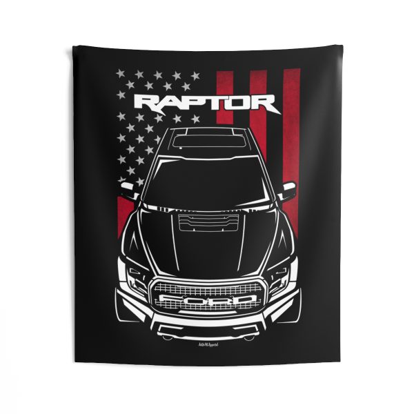Ford F150 Raptor 2017-2020 Tapestry - US Flag Wall Art 50 x 60 inch by Auto Art Apparel