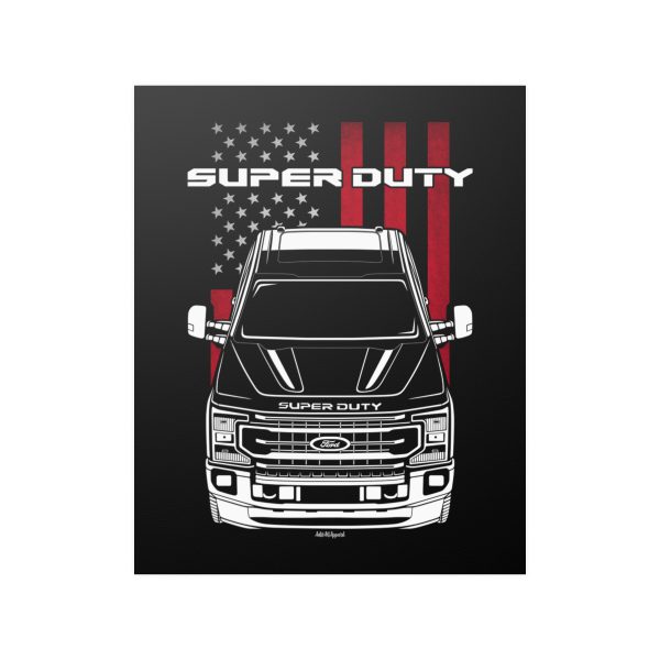 Ford F350 Super Duty 2020-2022 Poster - US Flag Print 16 x 20 inch by Auto Art Apparel