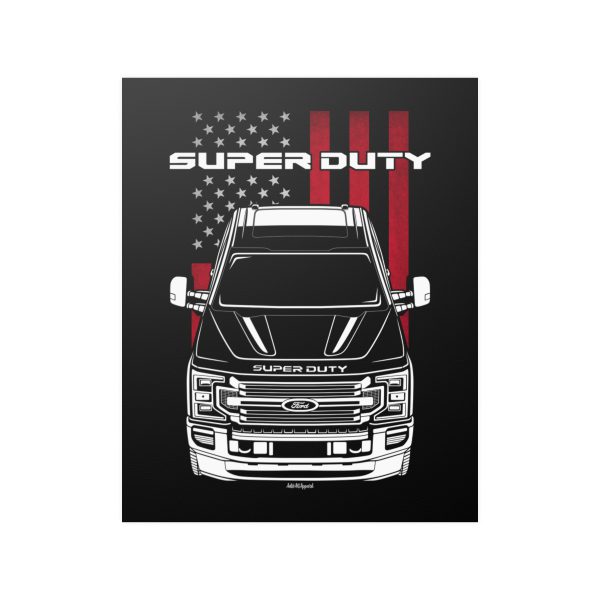 Ford F350 Super duty Limited Edition 2020-2022 Poster - US Flag Print 16 x 20 inch by Auto Art Apparel
