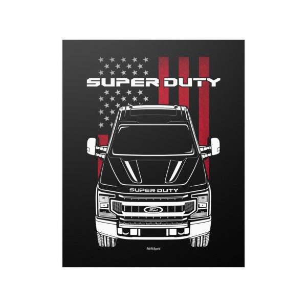 Ford F350 Super Duty XLT 2020-2022 Poster - US Flag Print 16 x 20 inch by Auto Art Apparel