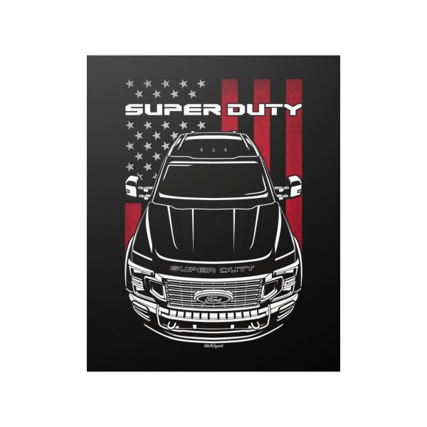 Ford F450 Super Duty Platinum 2020 Poster - US Flag Print 16 x 20 inch by Auto Art Apparel