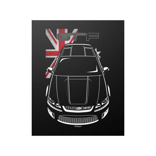 Ford Falcon GT-F 351 Black Stripe Poster - Australia Flag Print 16 x 20 inch by Auto Art Apparel