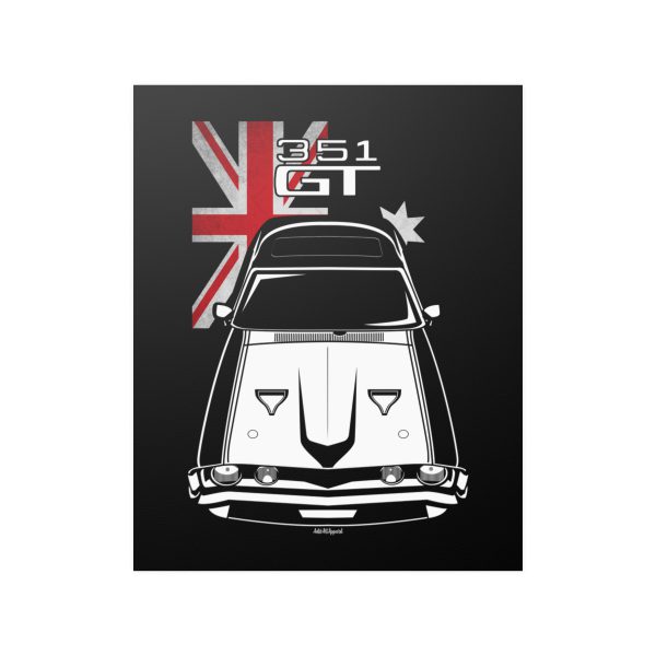 Ford Falcon XA GT 351 White Poster - Australia Flag Print 16 x 20 inch by Auto Art Apparel