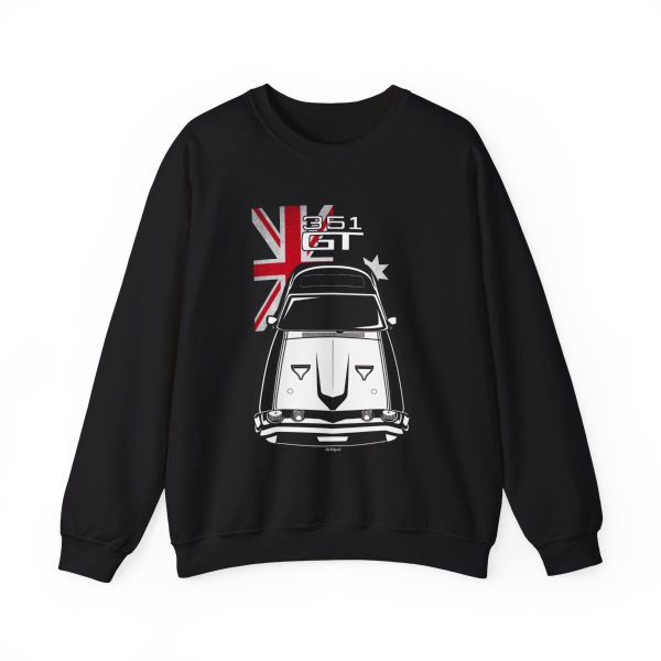 Ford Falcon XA GT 351 White Sweatshirt - Australia Flag Crewneck Black by Auto Art Apparel
