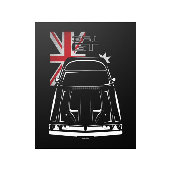 Ford Falcon XB GT 351 Black Poster - Australia Flag Print 16 x 20 inch by Auto Art Apparel
