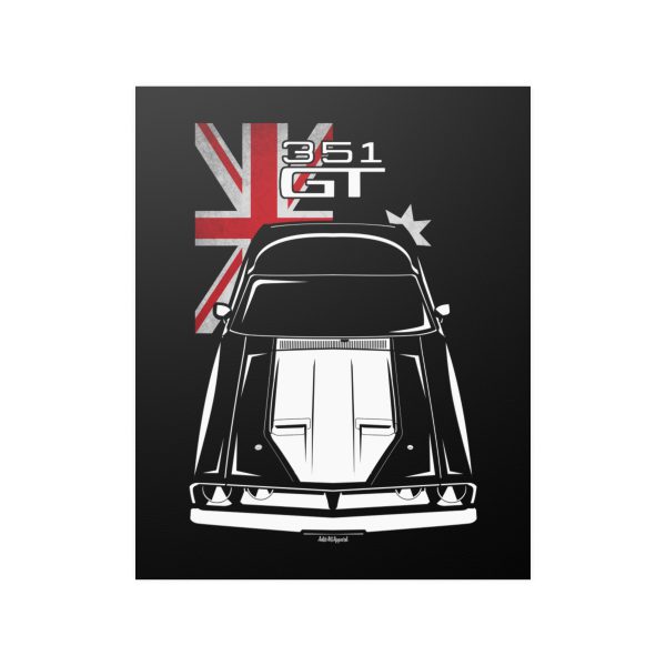 Ford Falcon XB GT 351 White Poster - Australia Flag Print 16 x 20 inch by Auto Art Apparel