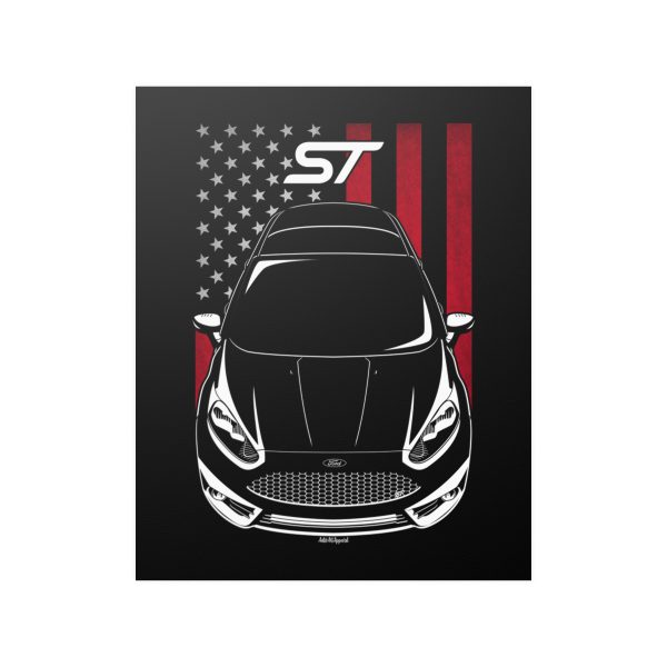 Ford Fiesta ST 2014-2016 Poster - US Flag Print 16 x 20 inch by Auto Art Apparel