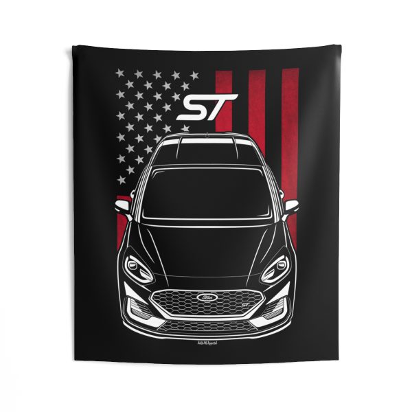 Ford Fiesta ST 2020-2023 Tapestry - US Flag Wall Art 50 x 60 inch by Auto Art Apparel
