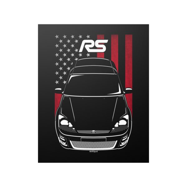 Ford Focus RS 2002-2003 Poster - US Flag Print 16 x 20 inch by Auto Art Apparel