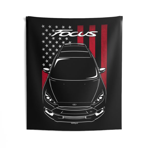 Ford Focus RS 2015-2017 Tapestry - US Flag Wall Art 50 x 60 inch by Auto Art Apparel
