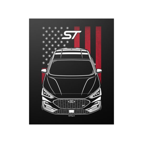 Ford Focus ST 2022-2024 Poster - US Flag Print 16 x 20 inch by Auto Art Apparel