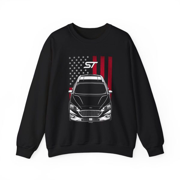 Ford Focus ST Wagon 2019-2021 Sweatshirt - US Flag Crewneck Black by Auto Art Apparel